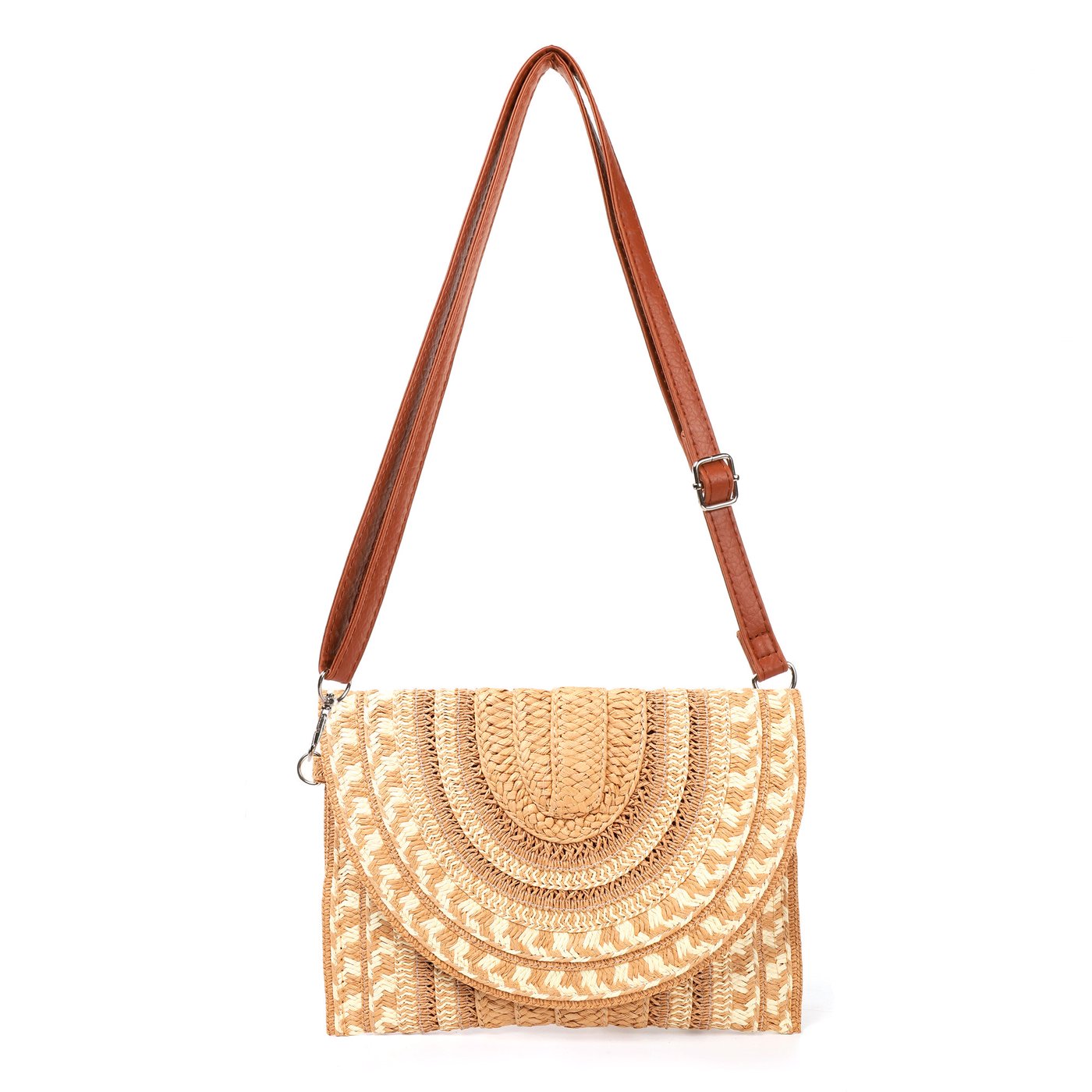 Straw shoulder bag with GB print