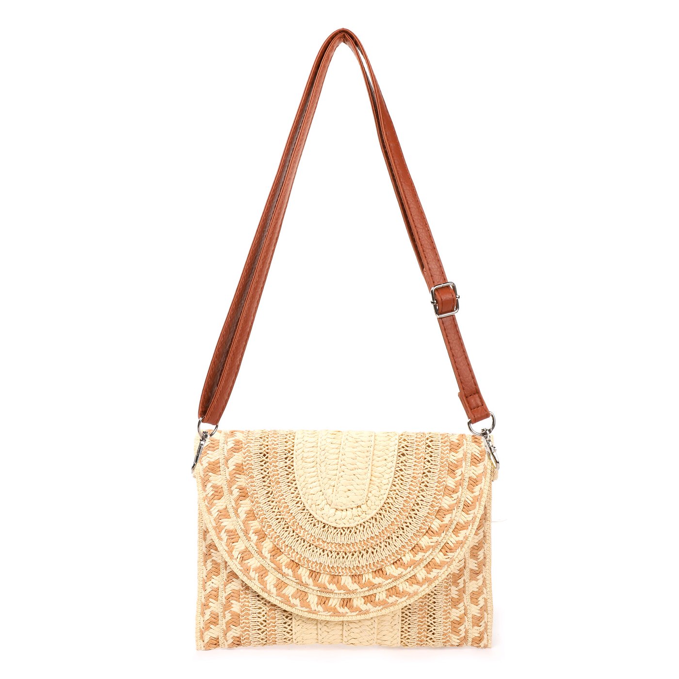 Straw shoulder bag with GB print