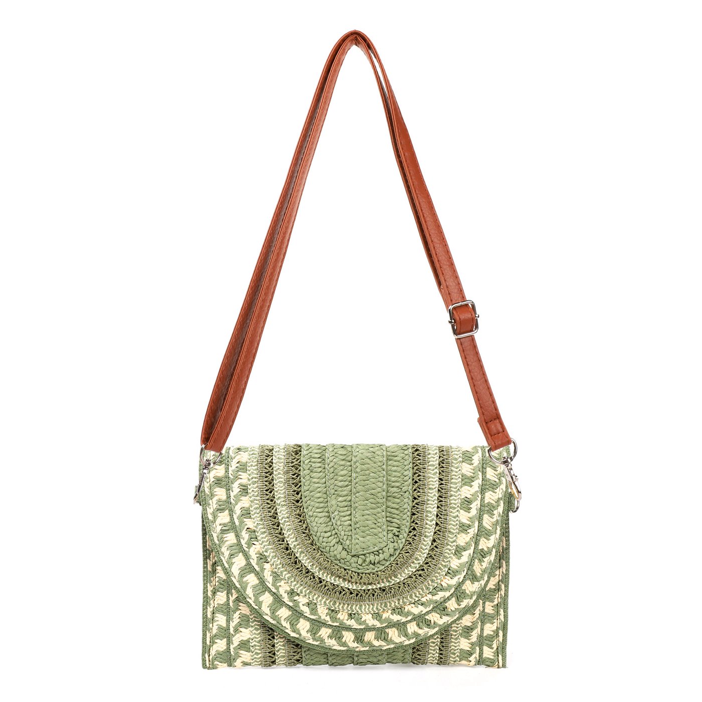 Straw shoulder bag with GB print