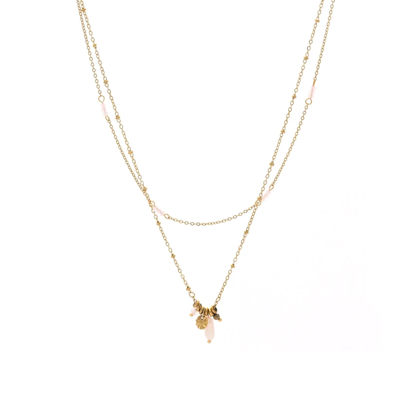 Steel necklace double with pendants GB