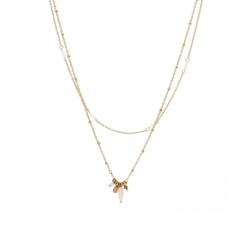 Steel necklace double with pendants GB