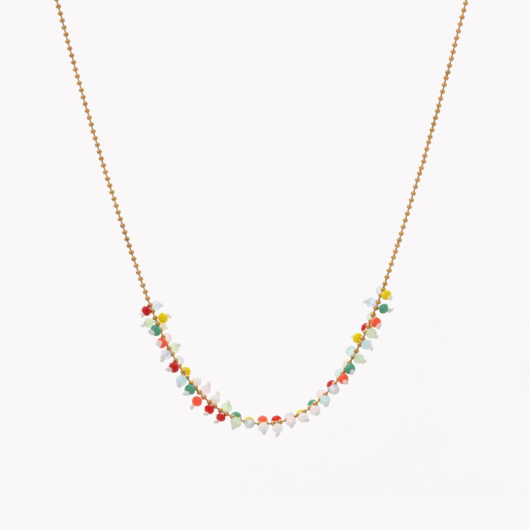 Steel necklace with colorful stones GB
