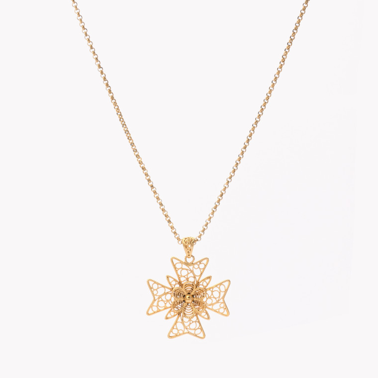 Cross of malta semi precious necklace GB