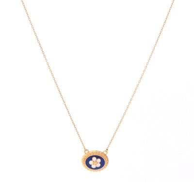 Gold plated necklace traditional flower oval GB