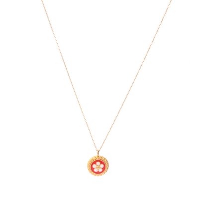 Gold plated necklace traditional flower GB