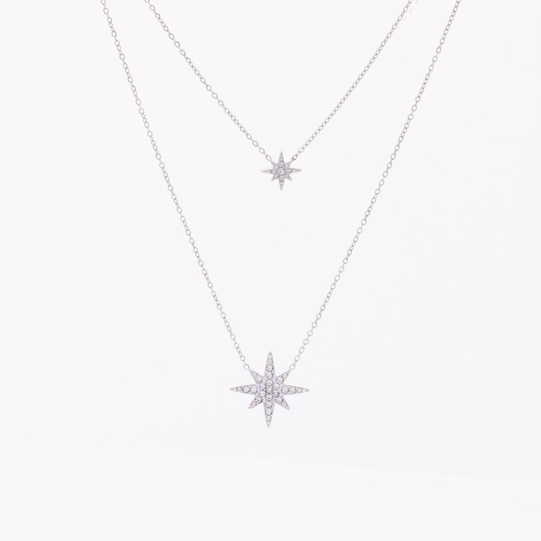 Double steel necklace with stars GB