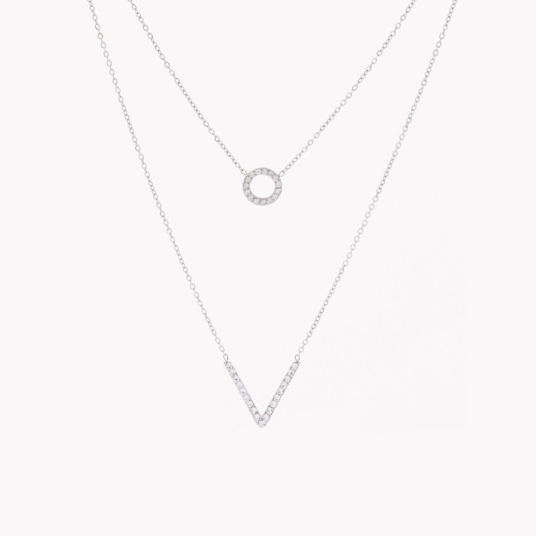 Double steel necklace with v GB