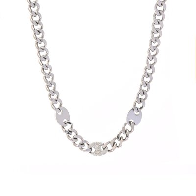 Collar acero grueso con brillantes GB