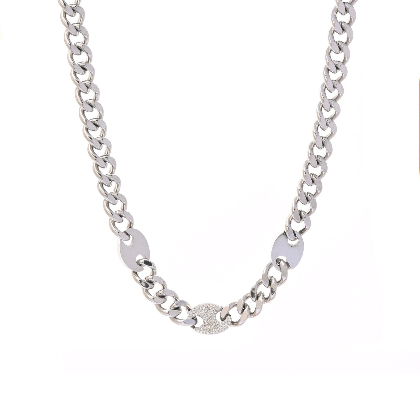 Thick necklace stell with brilliants GB