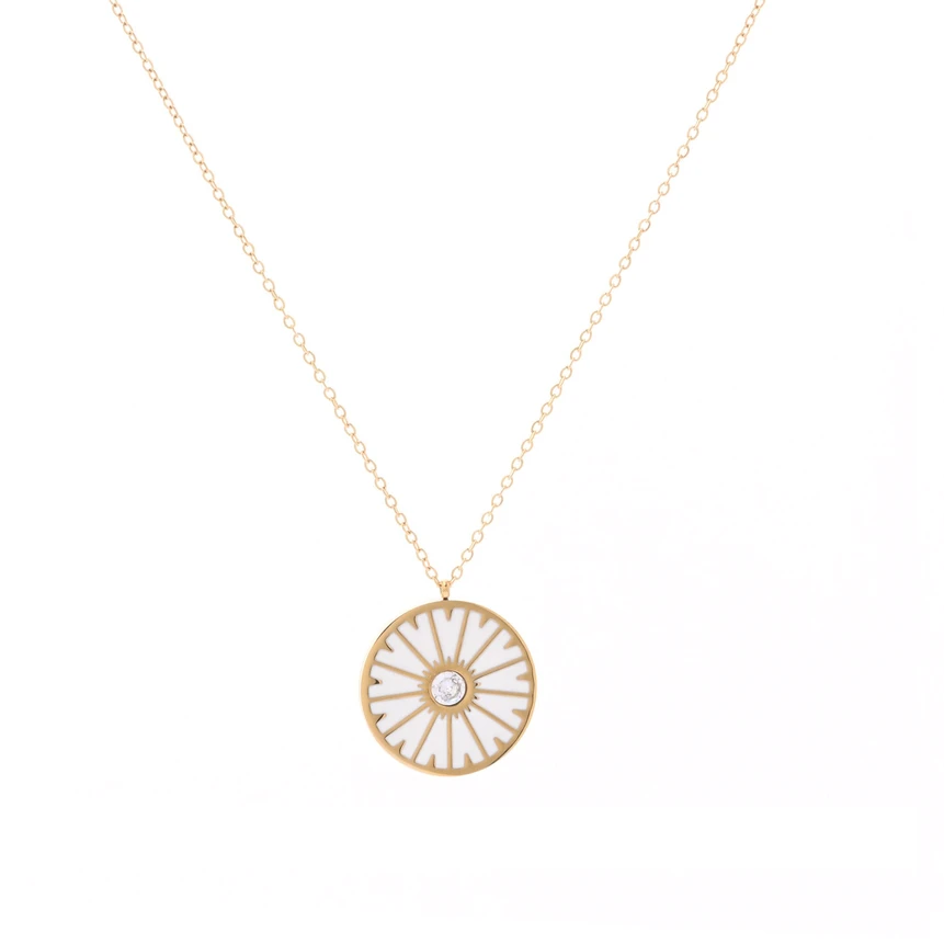 Collana in acciaio ruota bianca GB