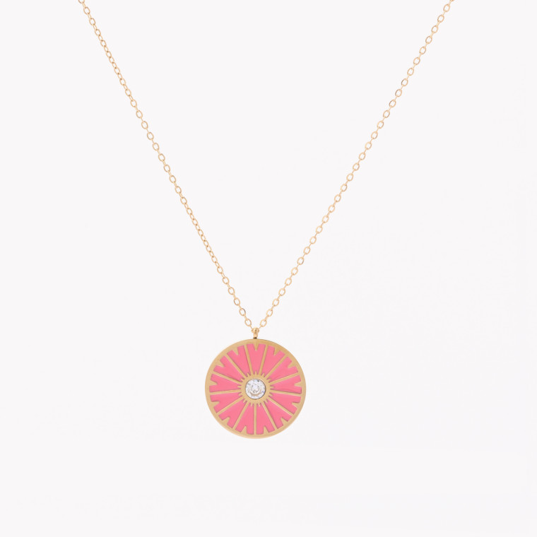 Collana in acciaio ruota rosa GB