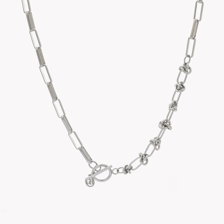 Steel necklace thick with knot GB