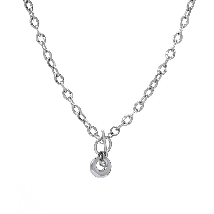 Collar en acero enlaces con colgante GB