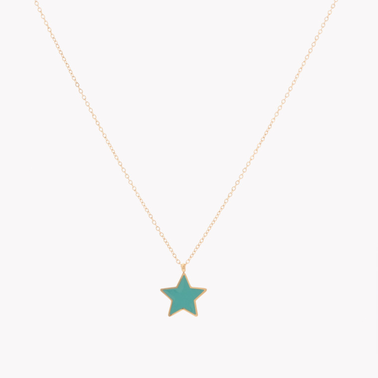 Steel necklace star green GB