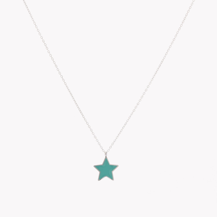Steel necklace star green GB
