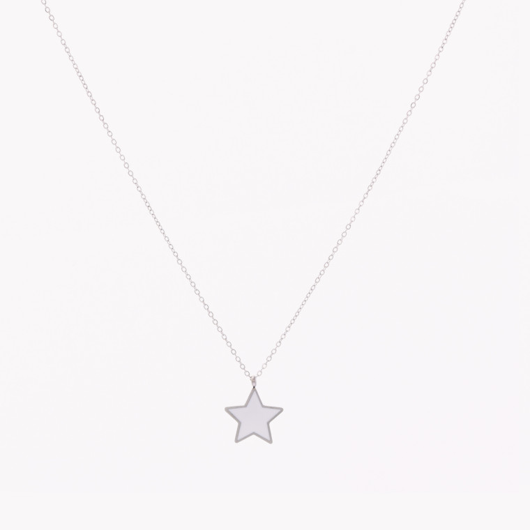 Steel necklace star white GB