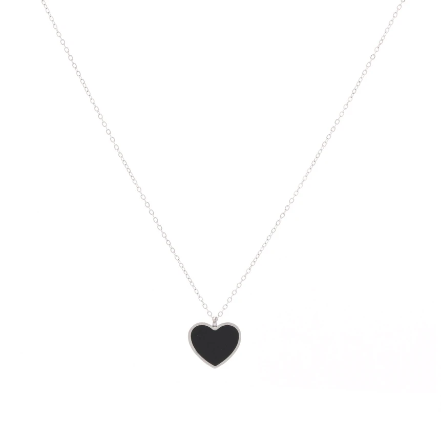 Collar en acero corazón negro GB