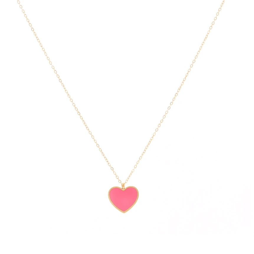 Collar en acero corazón rosa GB