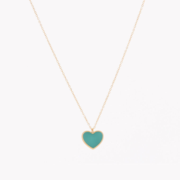 Steel necklace heart green GB