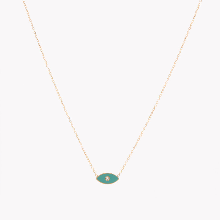 Steel necklace eye green GB