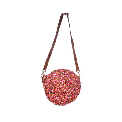 GB multicolor straw shoulder bag