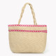 Straw bag with intertwined handles and GB color detail