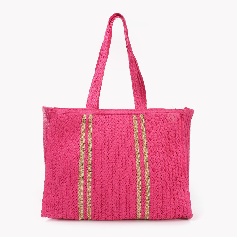 Tote style straw bag with GB details