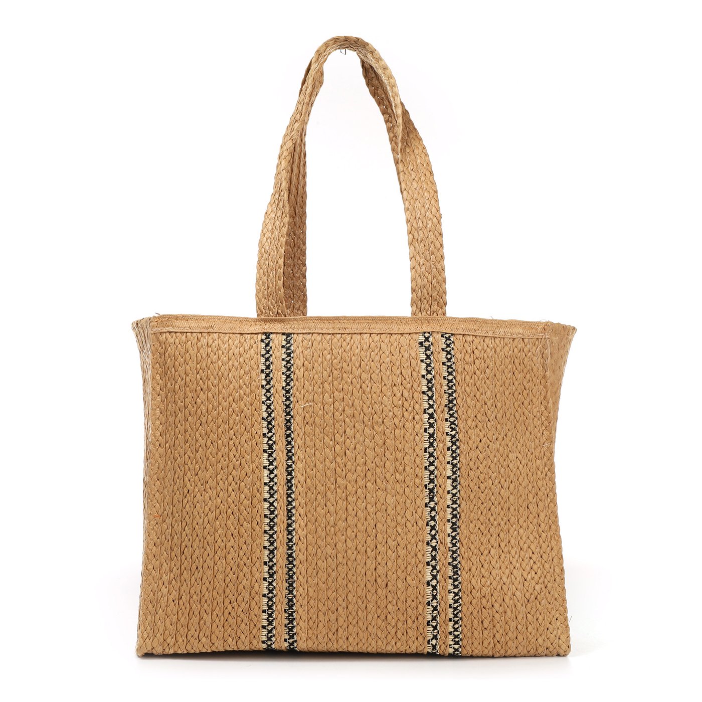 Tote style straw bag with GB details