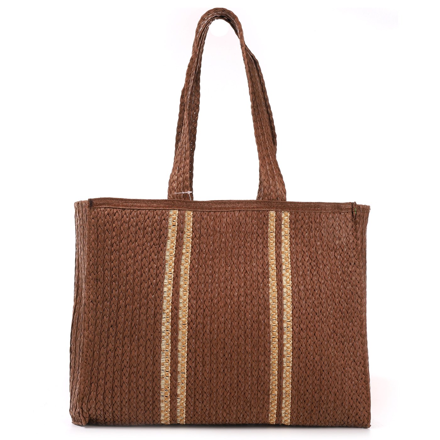 Tote style straw bag with GB details