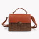 Straw and synthetic shoulder bag with gold detail GB