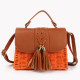 Straw and synthetic shoulder bag with pompom details GB
