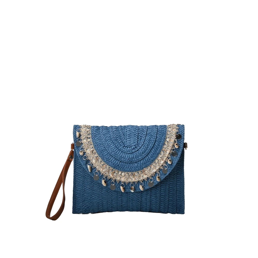 Sac bandoulière style pochette avec coquillages et paillettes GB