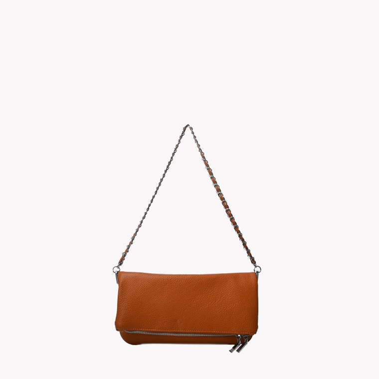 Clutch-style crossbody bag with intertwined strap on GB chain