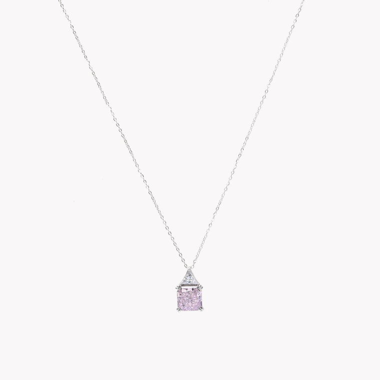 S925 necklace with colorful stone square GB