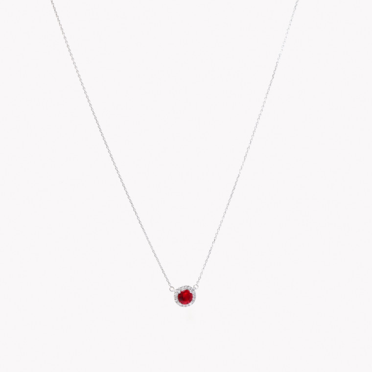 Collier S925 rond rouge GB