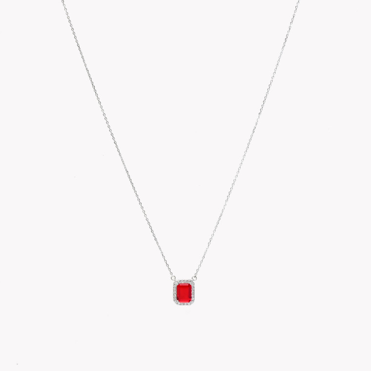S925 necklace rectangular red GB