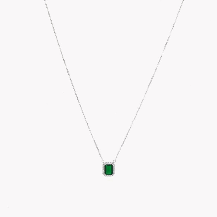 S925 necklace rectangular green GB
