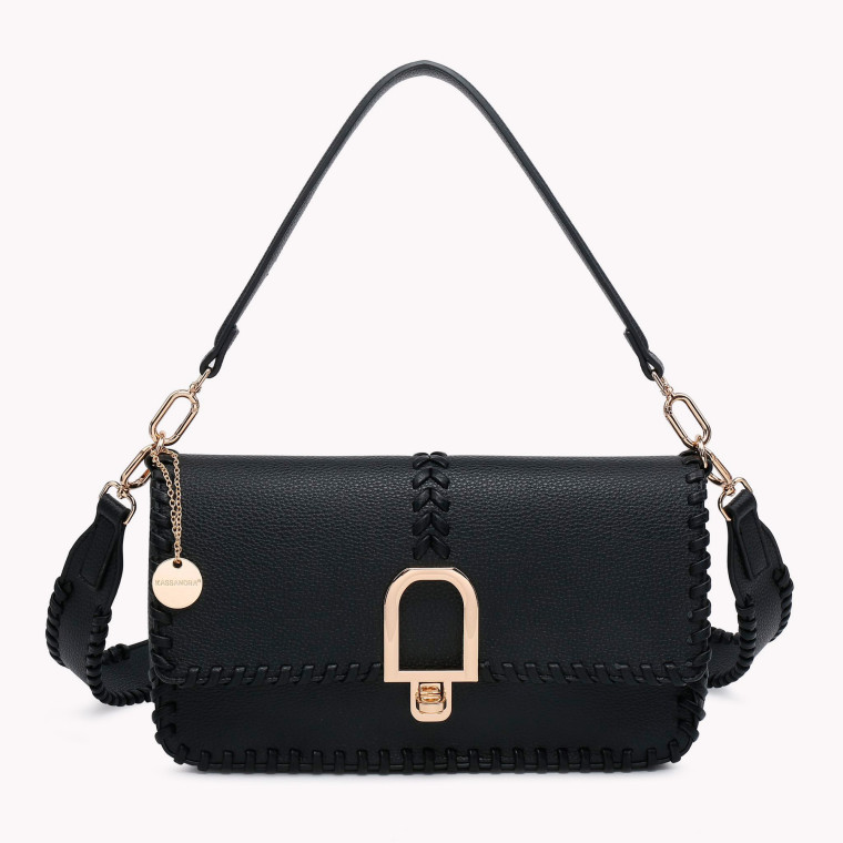 Bag with interlaced stitching and GB zipper detail