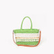Straw bag with lace and pompoms GB