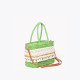 Straw bag with lace and pompoms GB