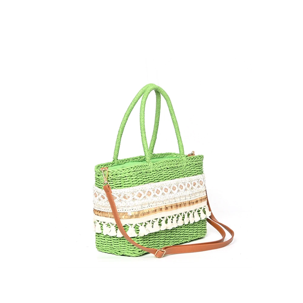 Shopper bag in raffia with handle