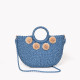 Half moon straw bag with GB details