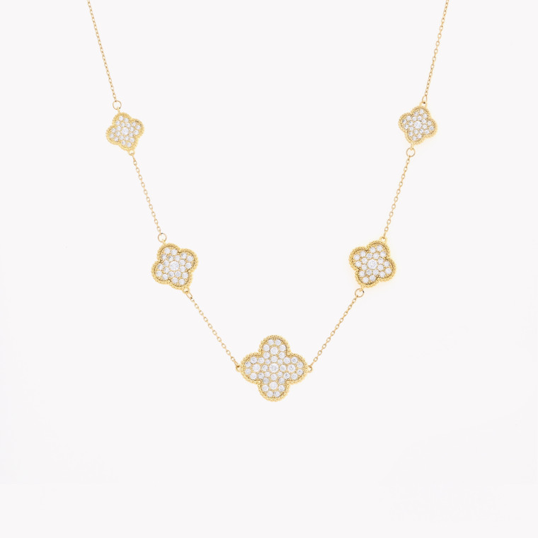 Semi precious necklace 5 clover brilliants GB