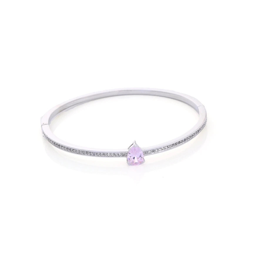 Pulseira rígida semi jóia com pedra oval GB