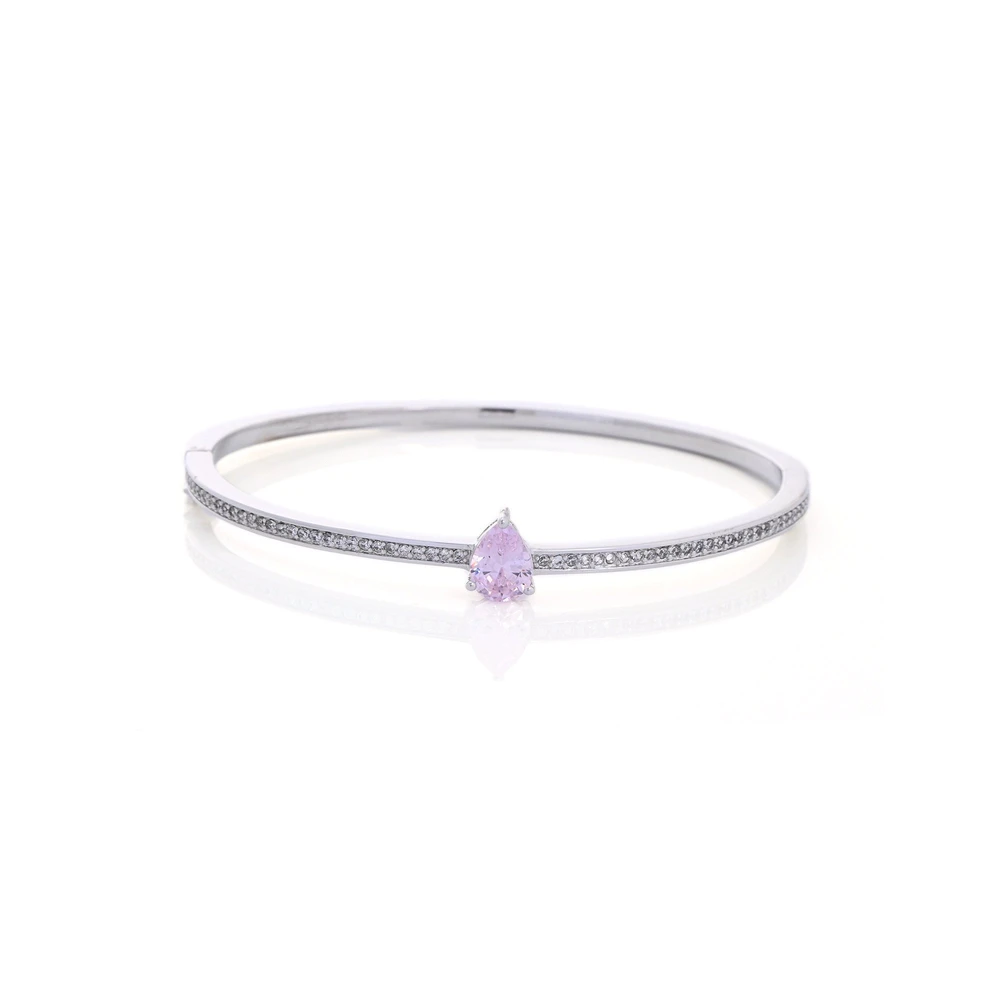 Pulseira rígida semi jóia com pedra oval GB