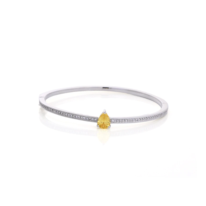 Pulseira rígida semi jóia com pedra oval GB