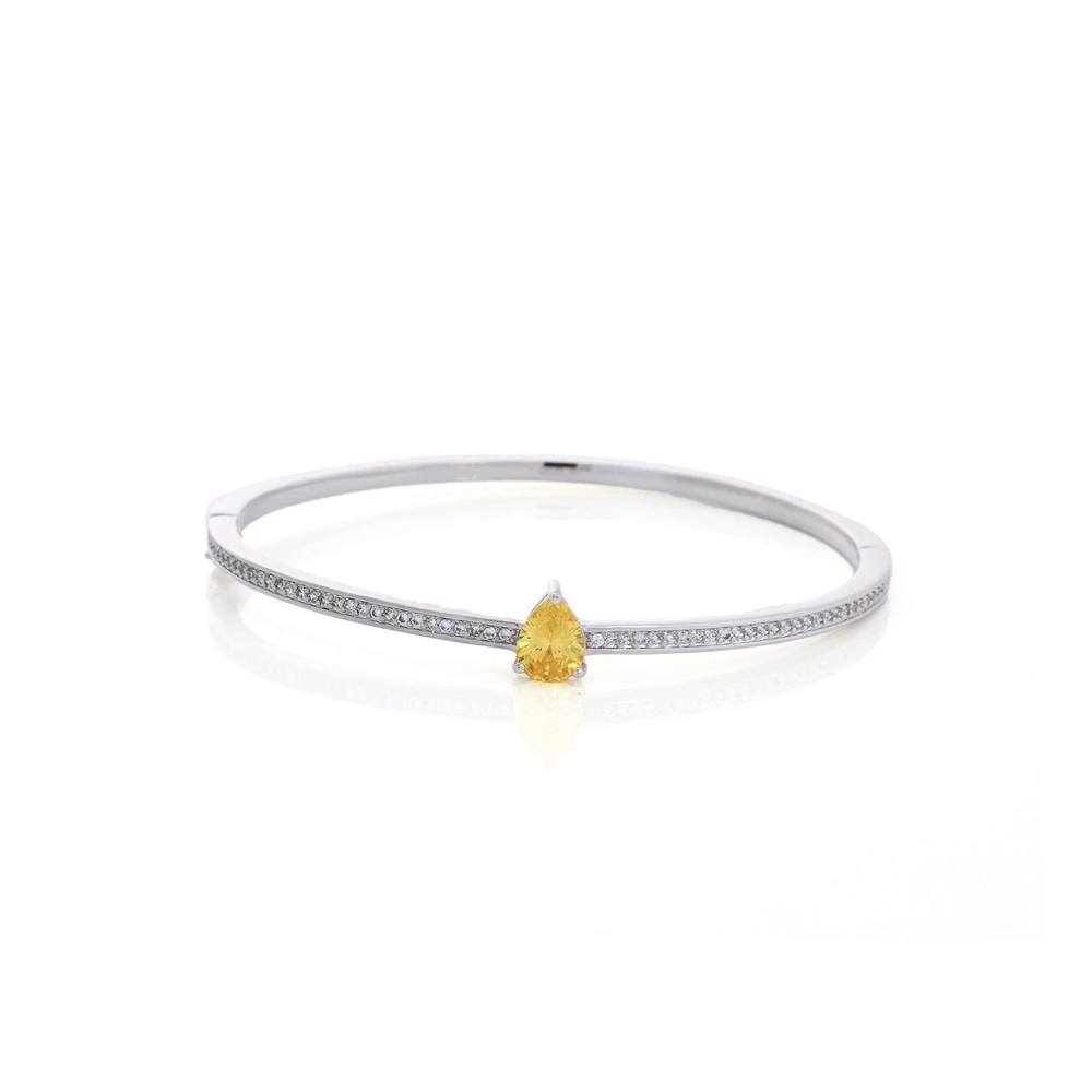 Pulseira rígida semi jóia com pedra oval GB