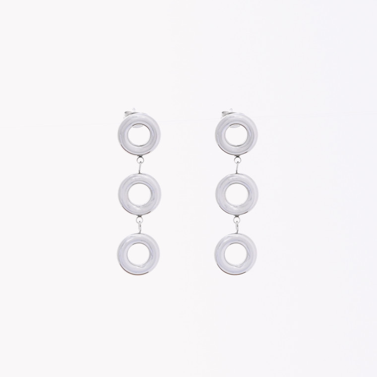 Steel earrings pending with circle GB