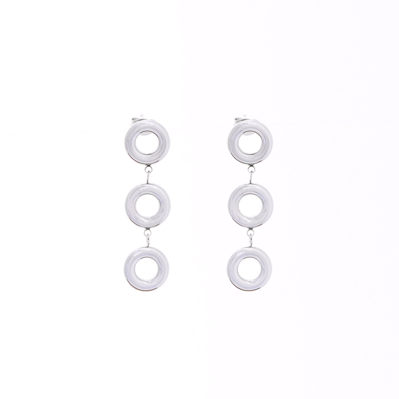 Boucles d\'oreilles en acier suspendu avec cercles GB