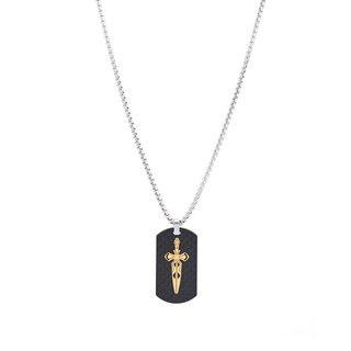 Collier homme en acier pendentif étiquette et étoile GB